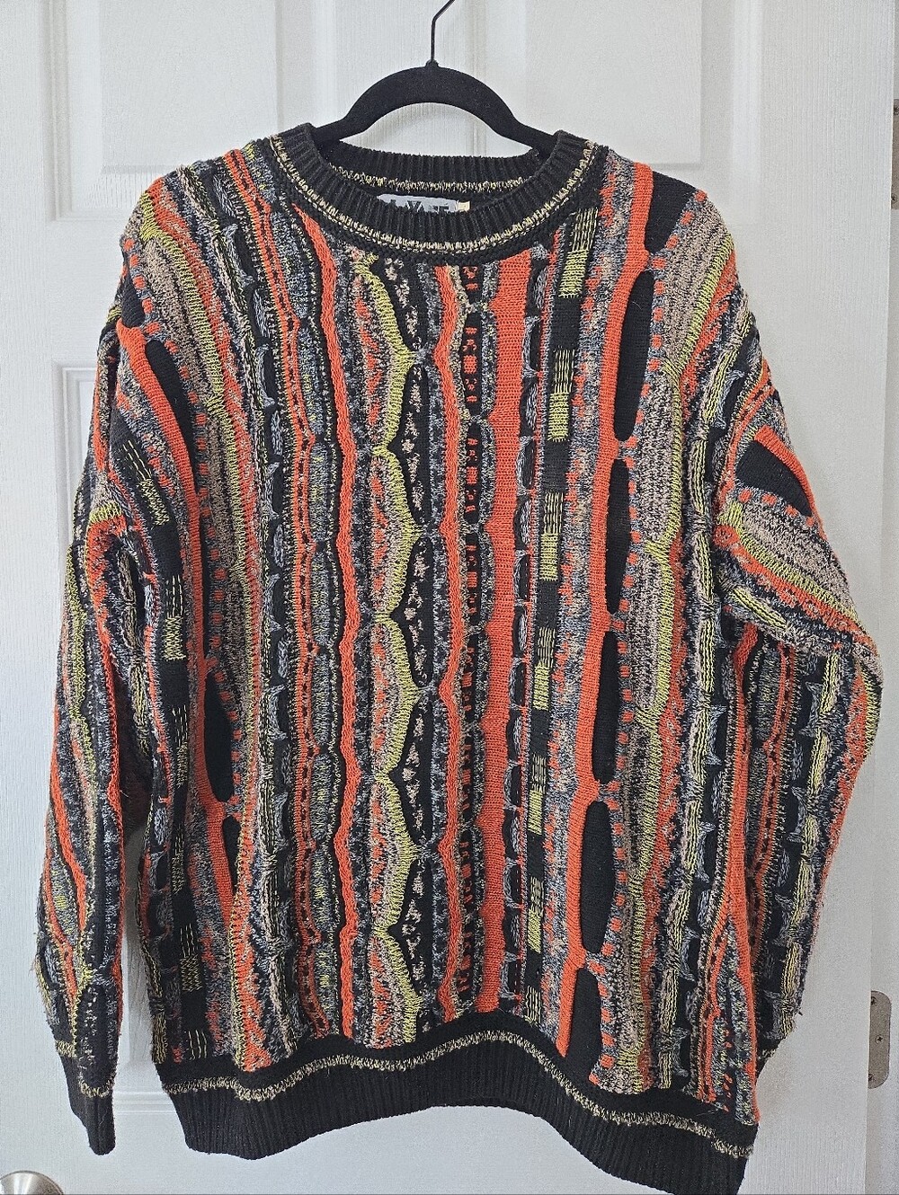 Vintage Men's Lavane New York Multicolor Crew Neck Knit Sweater  1980's Size XL